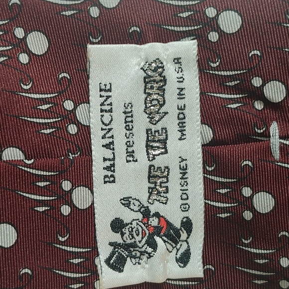 Disney Burgundy Tie with Mickey Mouse Pattern. All silk USA Made. - Picture 5 of 6
